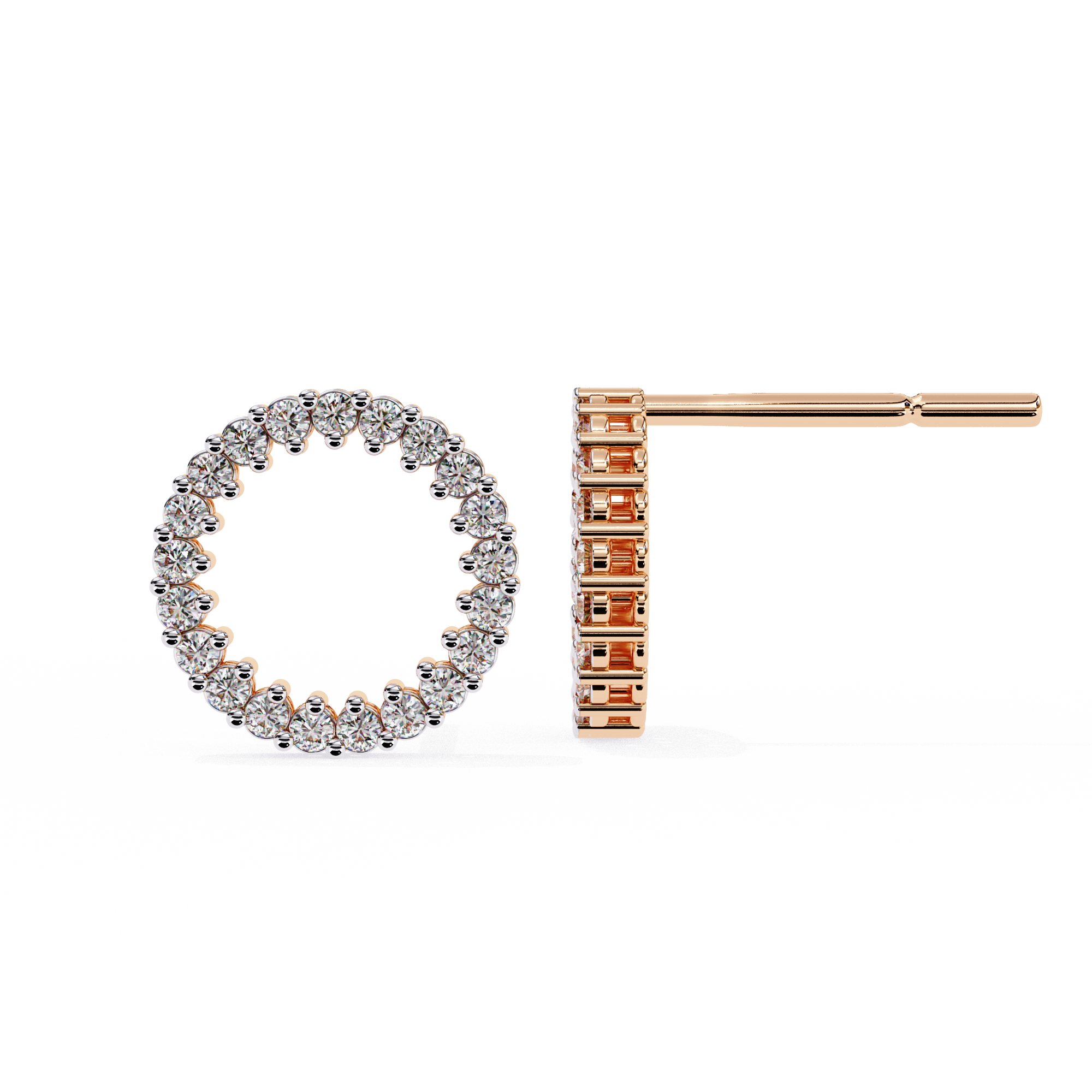 0.30ct Circle Illusion Hoop Diamond Studs | Solitairekart